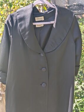 Vintage 1960s Black Satin Evening Opera Coat
